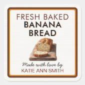 Fresh Baked Banana Bread Square Label Sticker (Vorderseite)