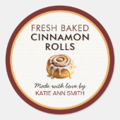 Fresh Baked Cinnamon Roll Labels | Bakery Sticker (Vorderseite)