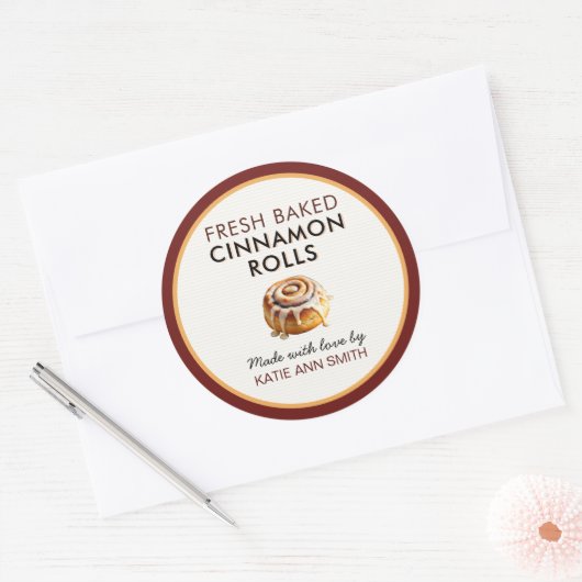 Fresh Baked Cinnamon Roll Labels | Bakery Sticker (Umschlag)