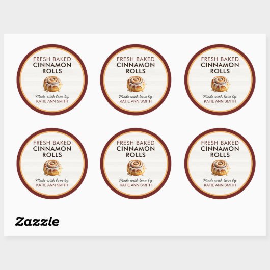Fresh Baked Cinnamon Roll Labels | Bakery Sticker (Blatt)