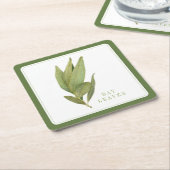 FRESH BAY BLÄTTER Square Paper Untersetzer +text G (angewinkelt)