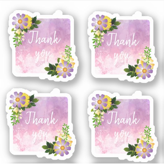 Fresh Beautiful Spring Blumen Vielen Dank Aufkleber (Vorderseite)