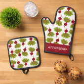 Fresh Beet Collection White Ofenhandschuh & Topflappen-Set (Oben Unten)