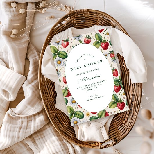 Fresh Berry Gingham Baby Shower Einladung