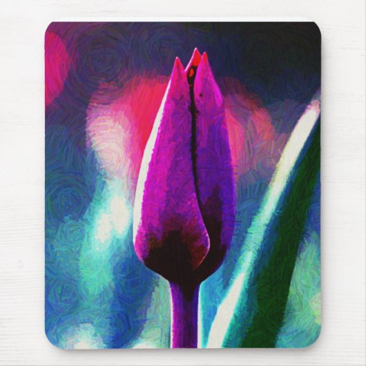 Fresh Blooming Lila Tulip Impressionist Mousepad (Vorne)