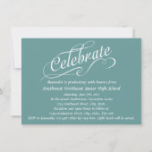 Fresh Blue Wirbel Script Abschluss Empfang Einladung (Rückseite)