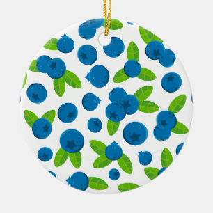 Fresh Blueberry Pattern Keramik Ornament