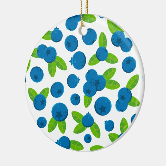 Fresh Blueberry Pattern Keramik Ornament (Links)