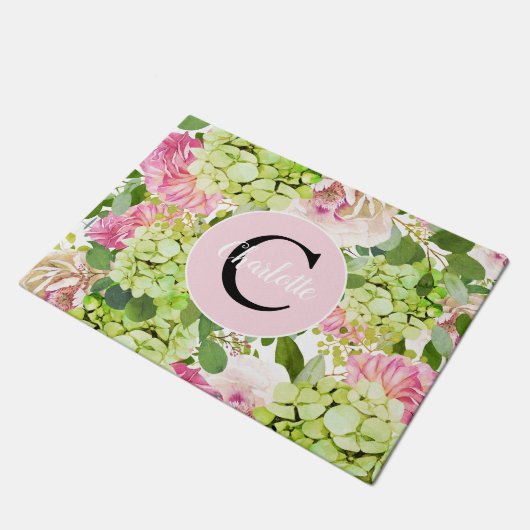 Fresh Blume Bouquet Monogram Fußmatte (Schrägansicht)