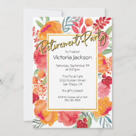 Fresh Blume Gold Foil Retirement Party Einladung