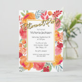Fresh Blume Gold Foil Retirement Party Einladung (Stehend Vorderseite)