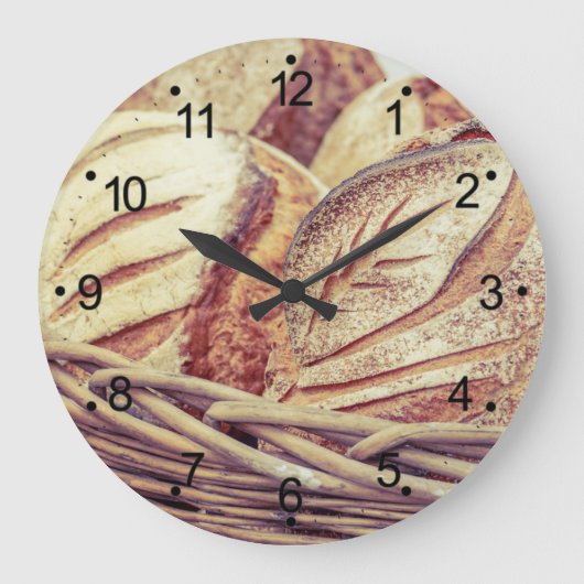 Fresh Bread Basket Kitchen Große Wanduhr (Vorderseite)