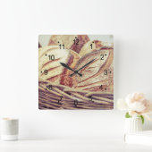 Fresh Bread Basket Kitchen Quadratische Wanduhr (Zuhause)