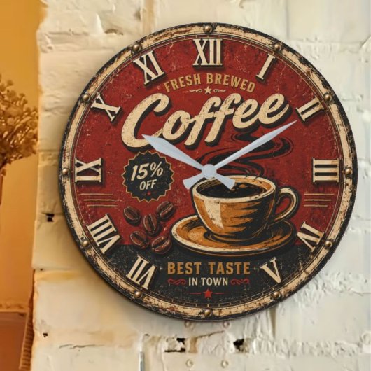 Fresh Brewed Coffee Große Wanduhr