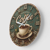 Fresh Brewed Coffee Rustic Farmhouse Große Wanduhr (Winkel)