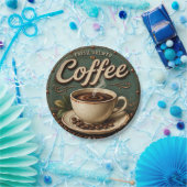Fresh Brewed Coffee Rustic Farmhouse Pappteller (Party)