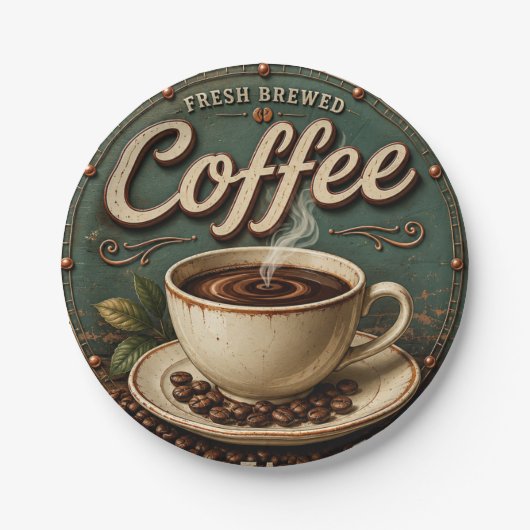 Fresh Brewed Coffee Rustic Farmhouse Pappteller (Vorderseite)