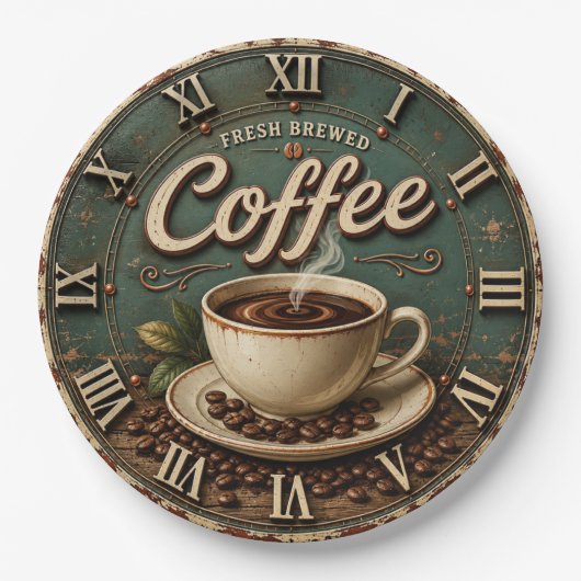 Fresh Brewed Coffee Rustic Farmhouse Pappteller (Vorderseite)