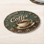 Fresh Brewed Coffee Rustic Farmhouse Runder Pappuntersetzer (Angewinkelt)