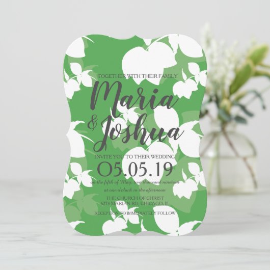 Fresh Bright Green Lemon Silo Pattern Wedding Einladung (Stehend Vorderseite)