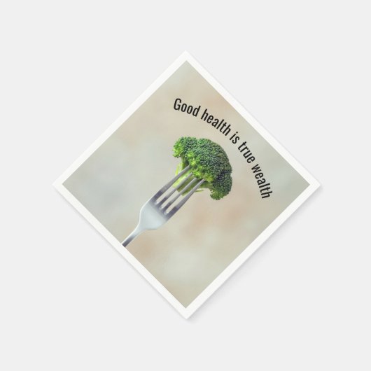Fresh Broccoli Floret On a Fork With Quote Serviette (Ecke)
