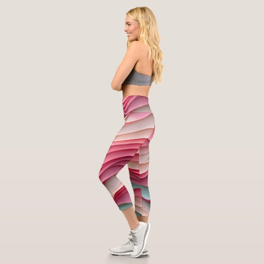 Fresh Candy Colored Waves Capri Leggings (Links)