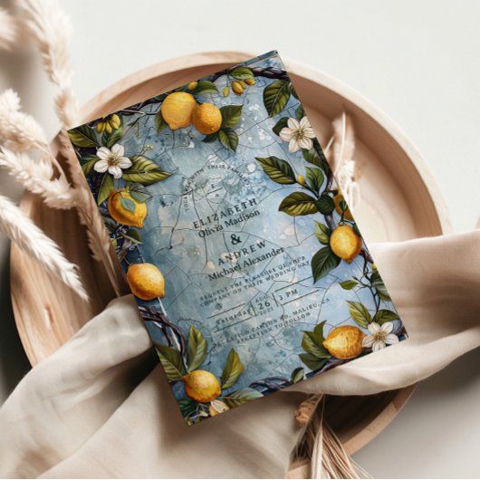 Fresh Citrus Botanical Wedding Einladung