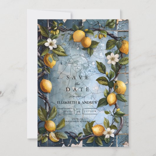 Fresh Citrus Botanical Wedding Save The Date (Vorderseite)