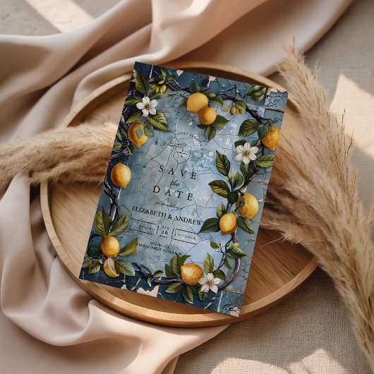 Fresh Citrus Botanical Wedding Save The Date