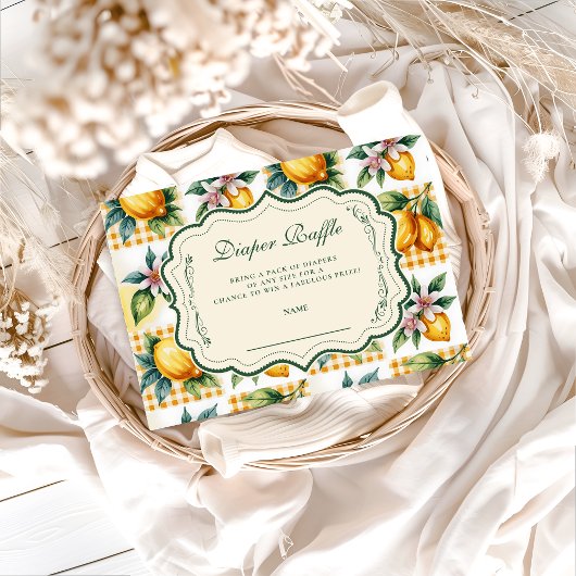 Fresh Citrus Floral Baby Shower Diapper Raffle Begleitkarte