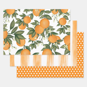 Fresh Citrus Orange Sommer Botanische Vegetation Geschenkpapier Set
