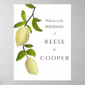 Fresh Citrus Painted Lemons Mediterranean Welcome Poster (Vorne)