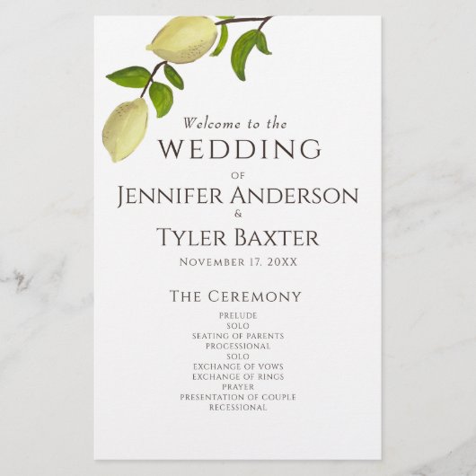 Fresh Citrus Painted Lemons Modern Mediterranean (Vorderseite)