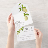 Fresh Citrus Painted Lemons Modern Mediterranean All In One Einladung (Abreißen)