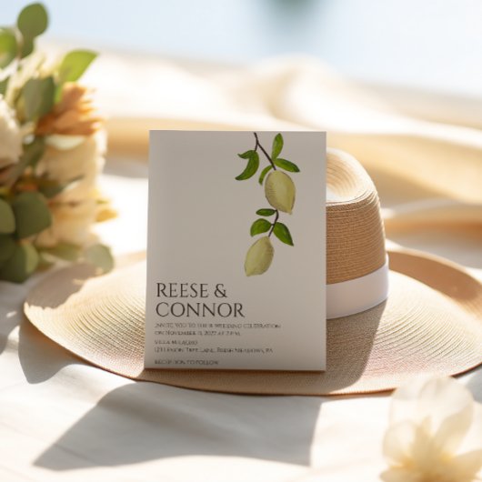 Fresh Citrus Painted Lemons Modern Mediterranean Einladung