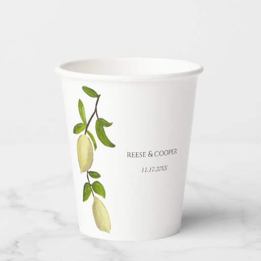 Fresh Citrus Painted Lemons Modern Mediterranean Pappbecher (Vorderseite)