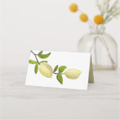 Fresh Citrus Painted Lemons Modern Mediterranean Platzkarte (Rückseite)