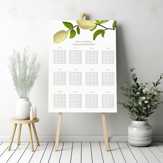 Fresh Citrus Painted Lemons Modern Mediterranean Poster