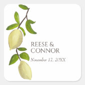 Fresh Citrus Painted Lemons Modern Mediterranean Quadratischer Aufkleber (Vorderseite)
