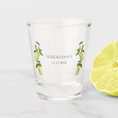 Fresh Citrus Painted Lemons Modern Mediterranean Schnapsglas (Vorderseite)