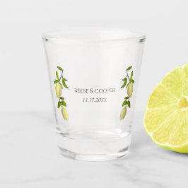 Fresh Citrus Painted Lemons Modern Mediterranean Schnapsglas