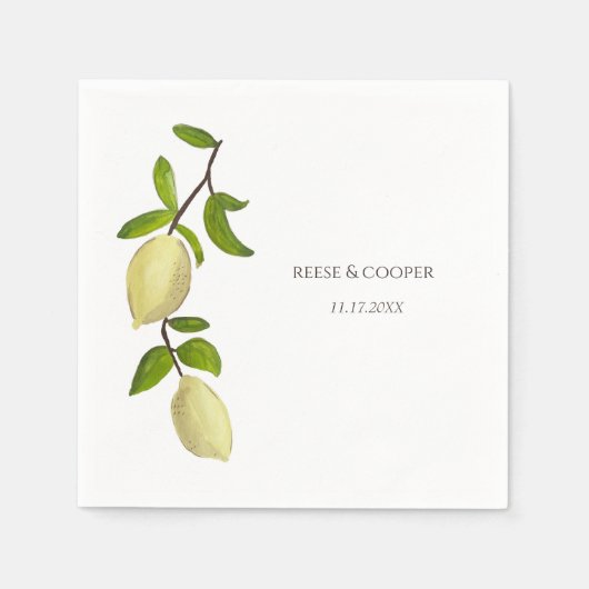 Fresh Citrus Painted Lemons Modern Mediterranean Serviette (Vorderseite)