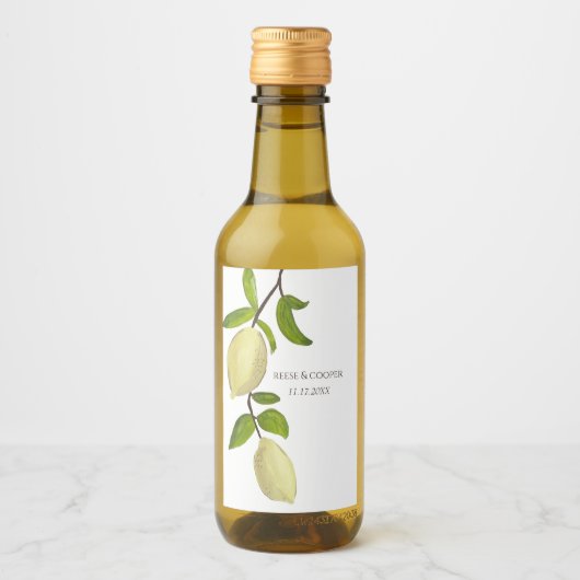 Fresh Citrus Painted Lemons Modern Mediterranean Weinetikett (Vorderseite)