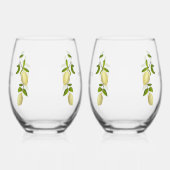 Fresh Citrus Painted Lemons Modern Mediterranean Weinglas Ohne Stiel (Links)