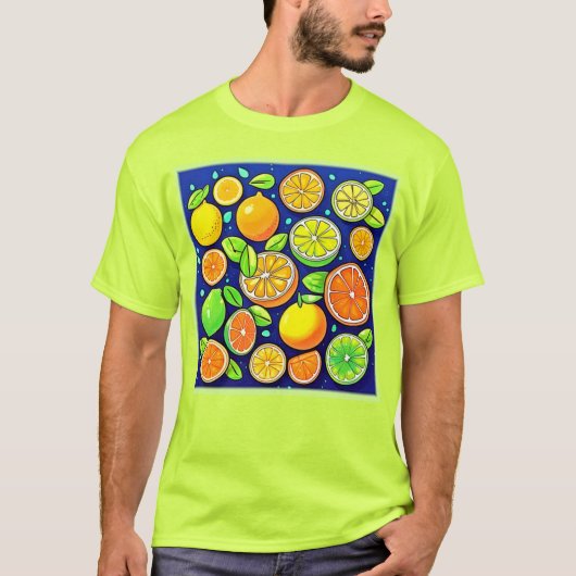 Fresh Citrus Slice Muster T-Shirt (Vorderseite)
