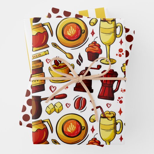 Fresh Coffee Café Wrapping Paper Set Geschenkpapier Set (Beispiel)