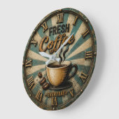 Fresh Coffee Everyday Große Wanduhr (Winkel)