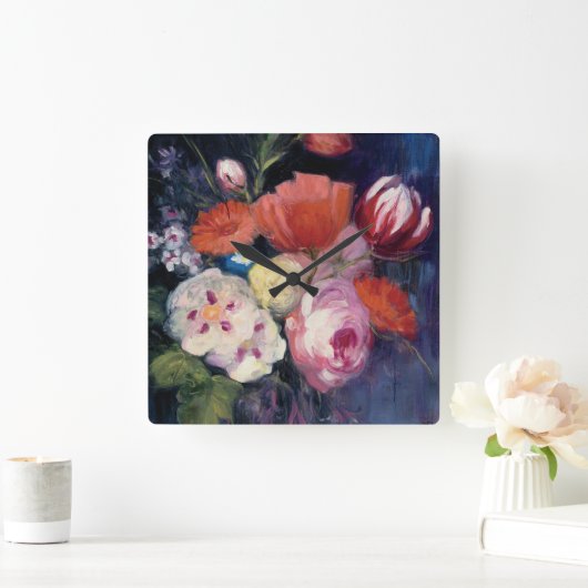 Fresh Cut Spring Blume Quadratische Wanduhr (Zuhause)