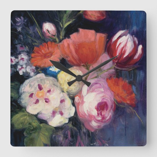 Fresh Cut Spring Blume Quadratische Wanduhr (Vorderseite)