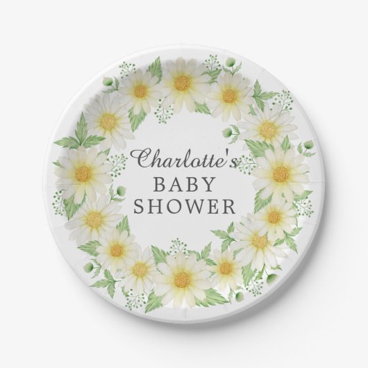 Fresh Daisy Baby Shower 7" Platte Pappteller (Vorderseite)